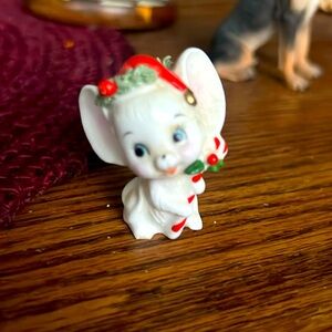 Vintage NAPCO Ware Bone China Miniature Santa 🎅🏼 Mouse 🐭 Christmas Candy Cane